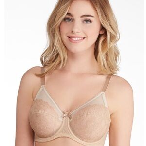 Wacoal Retro Chic Lace Bra 34DD Toast Nude 852186